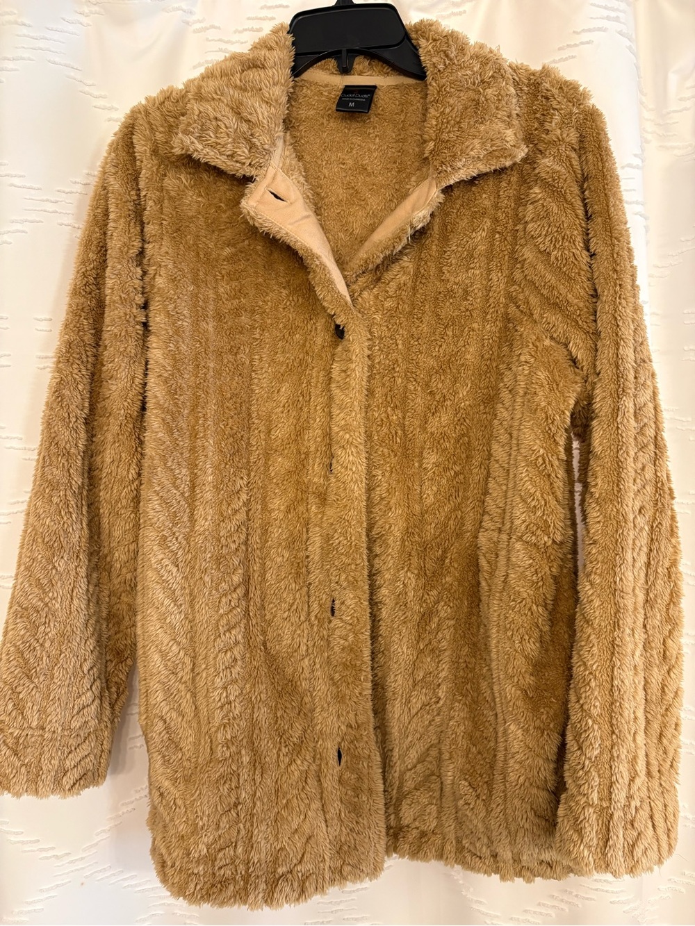 Cuddl Duds Plush Faux Fur Button-Front Jacket - Camel/Tan